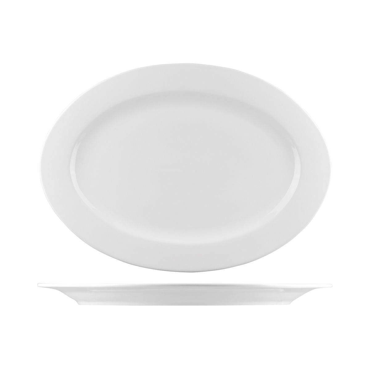 Australian Fine China Bistro Oval Plate - Wide Rim - 350x250mm - White (Pack of 12)