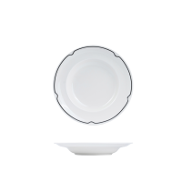 RAK Porcelain Charlotte Round Bowl - Wide Rim - 240mm - White with Black Line (Pack of 12)