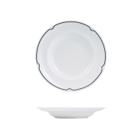RAK Porcelain Charlotte Round Bowl - Wide Rim - 260mm - White with Black Line (Pack of 12)