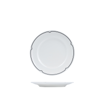 RAK Porcelain Charlotte Round Plate - Wide Rim - 210mm - White with Black Line (Pack of 24)