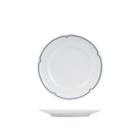 RAK Porcelain Charlotte Round Plate - Wide Rim - 240mm - White with Black Line (Pack of 12)