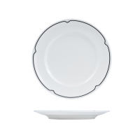 RAK Porcelain Charlotte Round Plate - Wide Rim - 270mm - White with Black Line (Pack of 12)