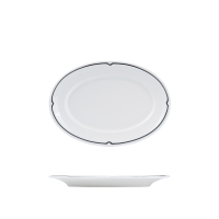 RAK Porcelain Charlotte Oval Plate - Wide Rim - 320x210mm - White with Black Line (Pack of 6)