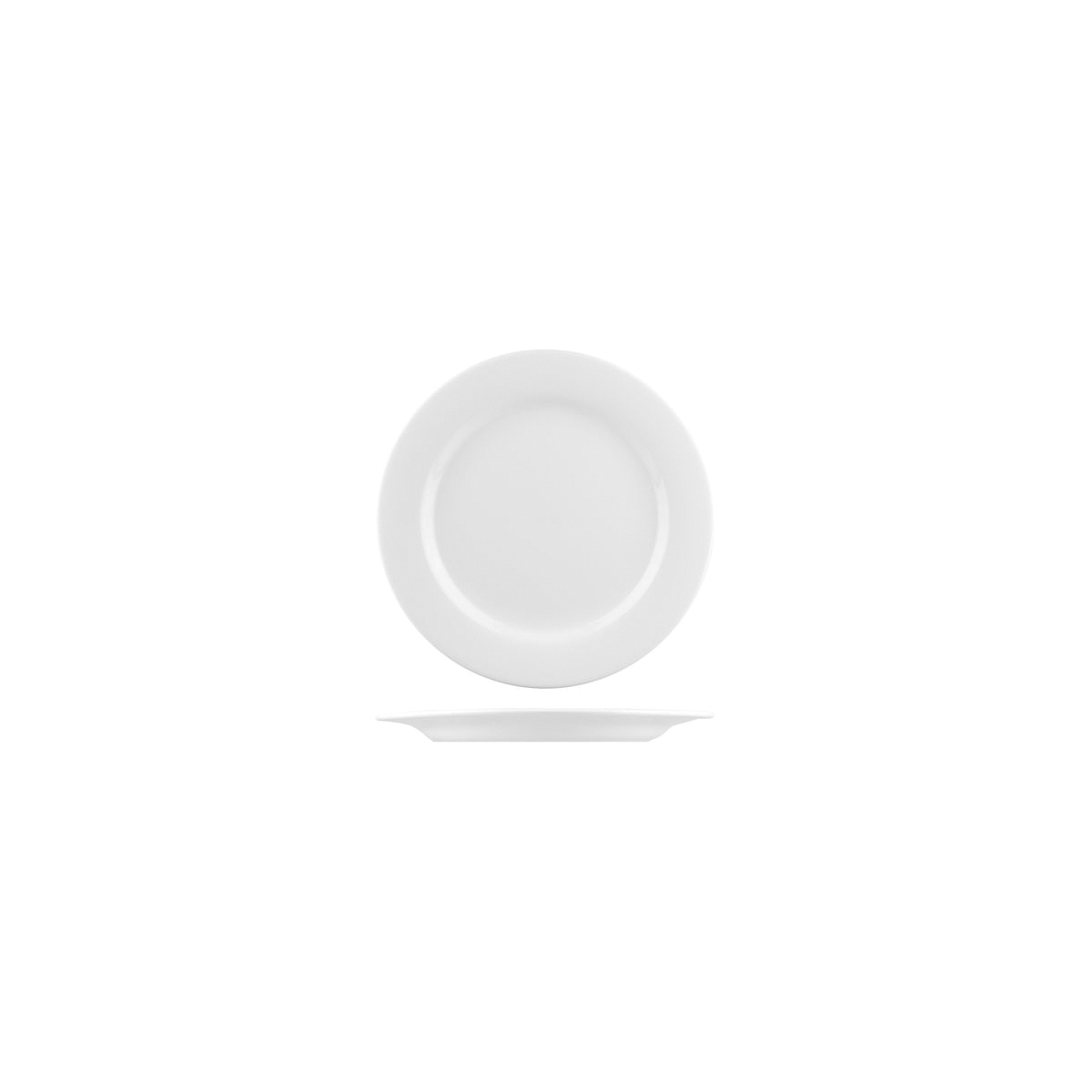 Australian Fine China Flinders Round Plate - Wide Rim - 165mm - White (Pack of 12)
