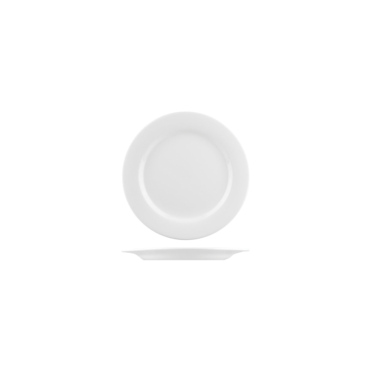 Australian Fine China Flinders Round Plate - Wide Rim - 205mm - White (Pack of 12)