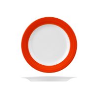Australian Fine China Hot Chilli Red Round Plate - Wide Rim - 230mm (Pack of 12)