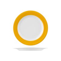 Australian Fine China Sandgroper Yellow Round Plate - Wide Rim - 230mm (Pack of 12)