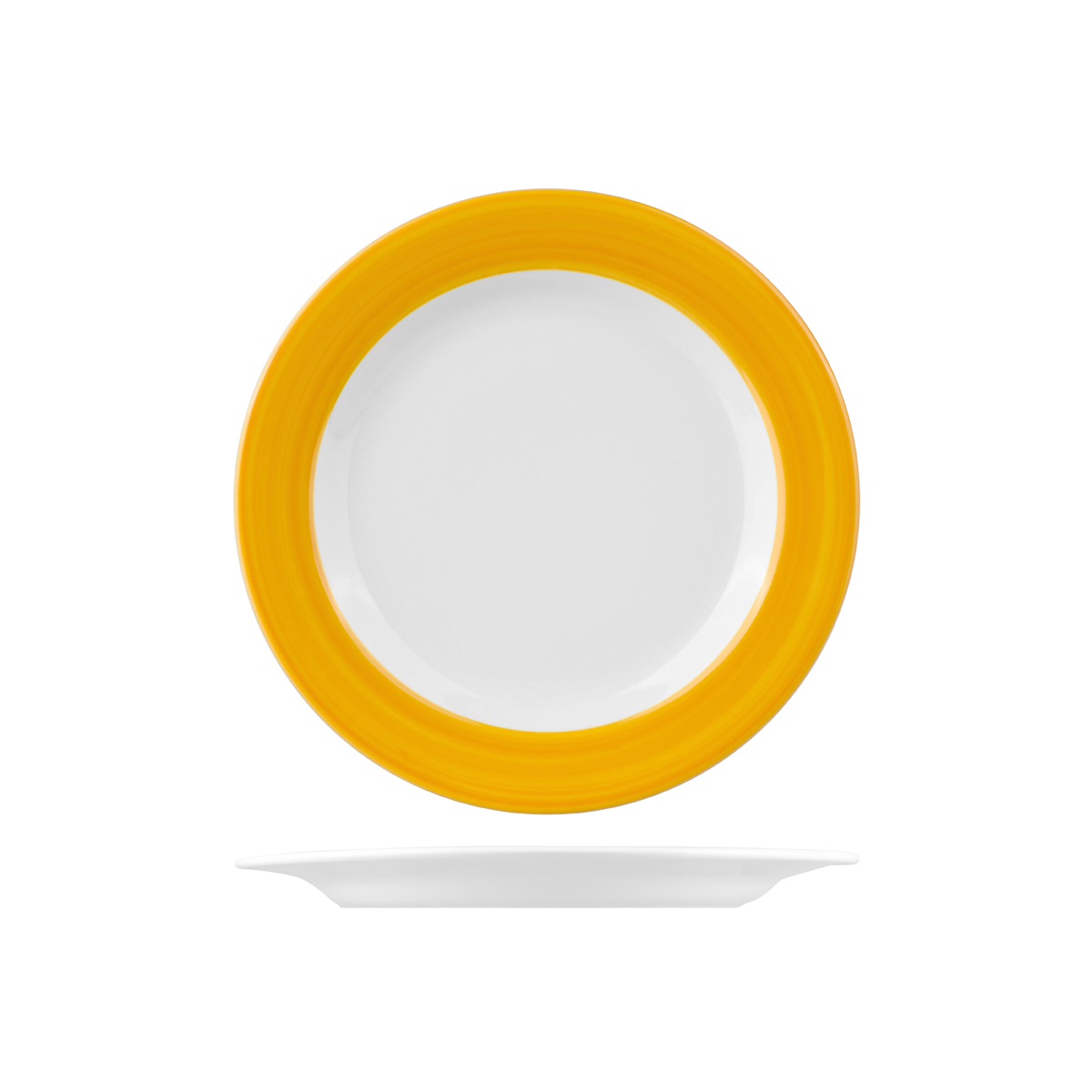 Australian Fine China Sandgroper Yellow Round Plate - Wide Rim - 230mm (Pack of 12)