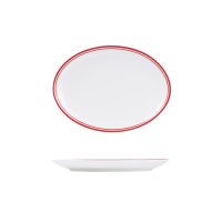 RAK Porcelain Nano Cru Red Oval Coupe Bowl - 260x190mm - Red Double Line (Pack of 12)