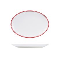 RAK Porcelain Nano Cru Red Oval Coupe Bowl - 320x230mm - Red Double Line (Pack of 6)
