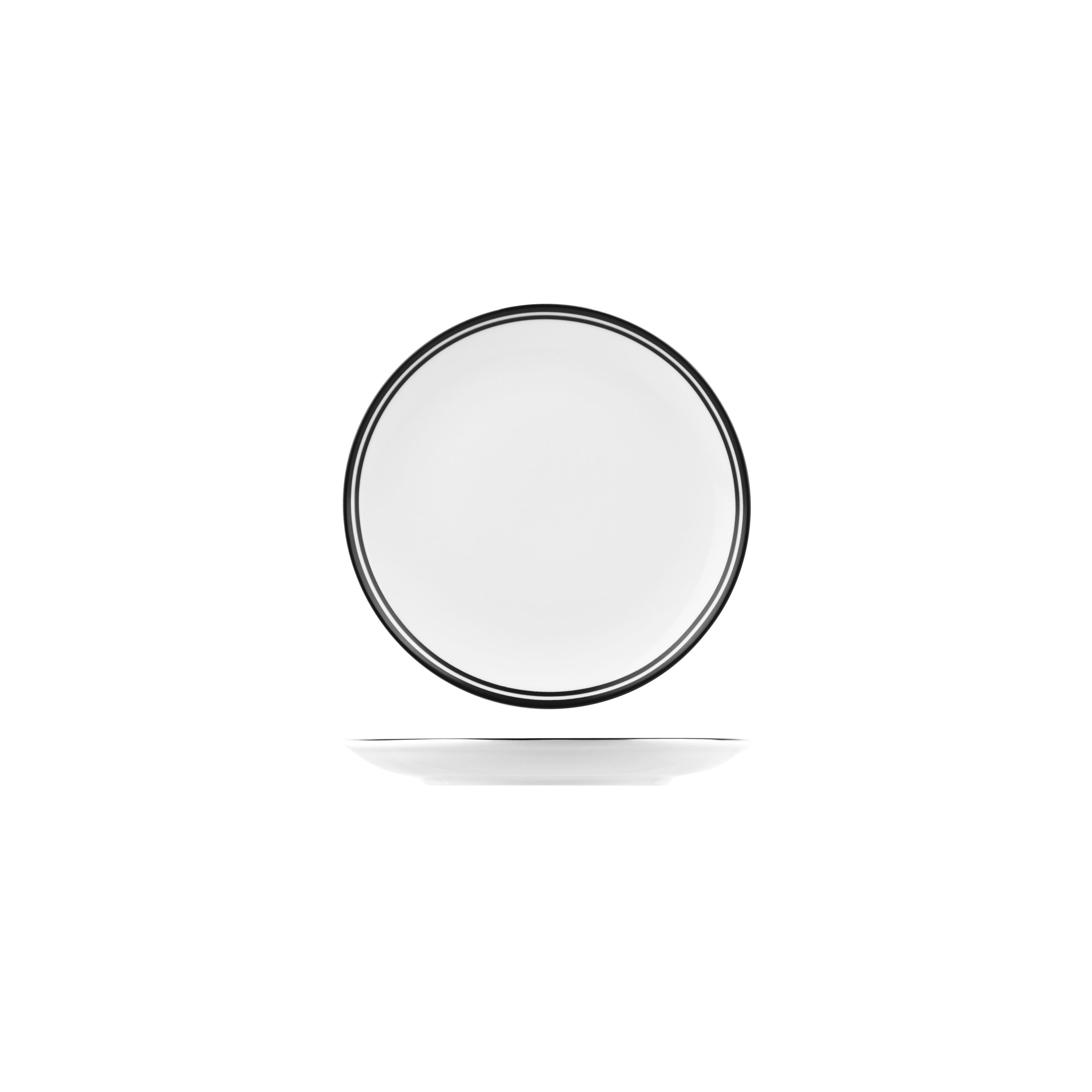 RAK Porcelain Nano Cru Black Round Coupe Plate - Double Line - 180mm (Pack of 24)