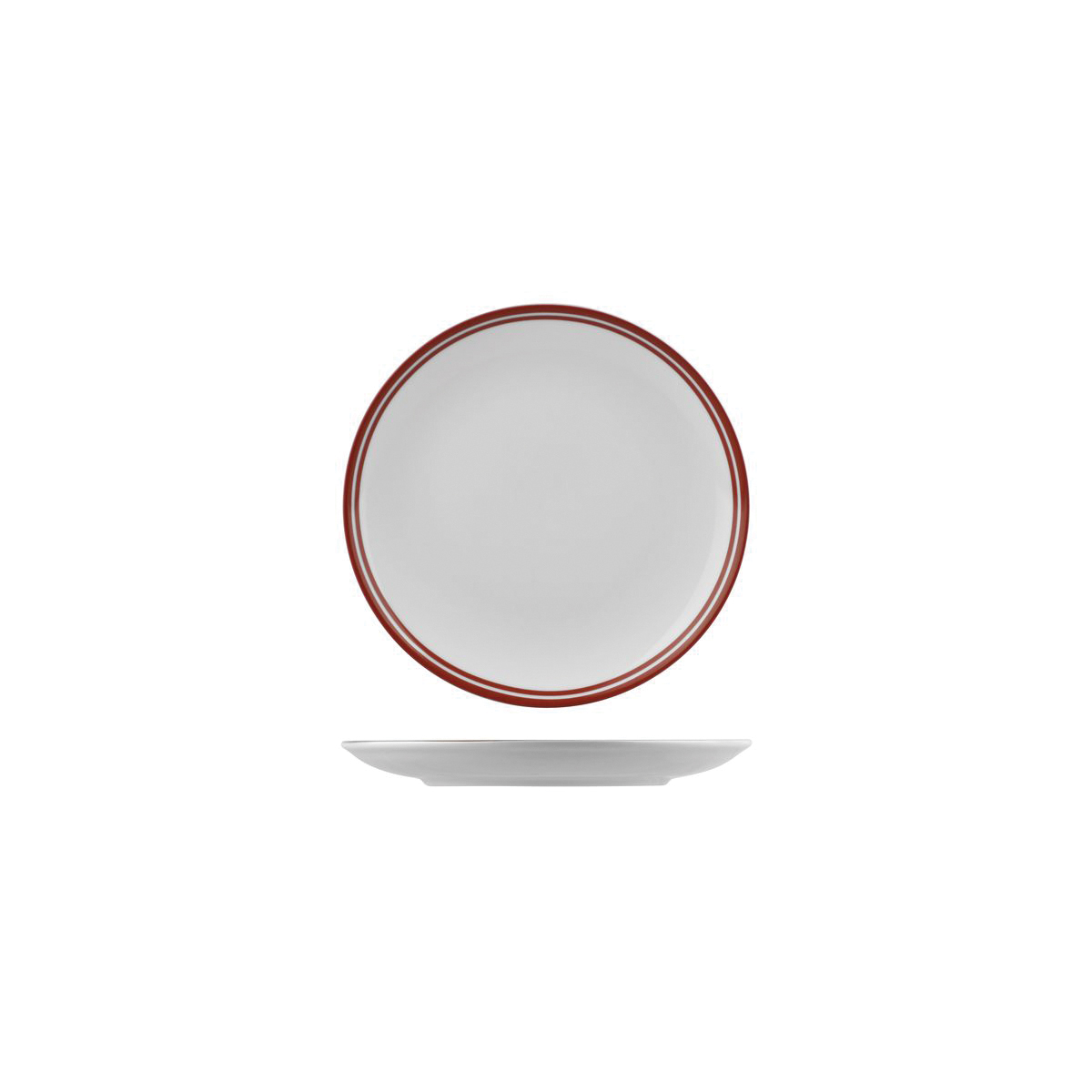 RAK Porcelain Nano Cru Red Round Coupe Plate - Double Line - 180mm (Pack of 24)