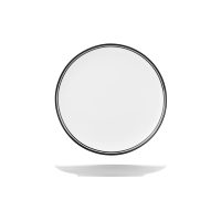 RAK Porcelain Nano Cru Black Round Coupe Plate - Double Line - 240mm (Pack of 12)