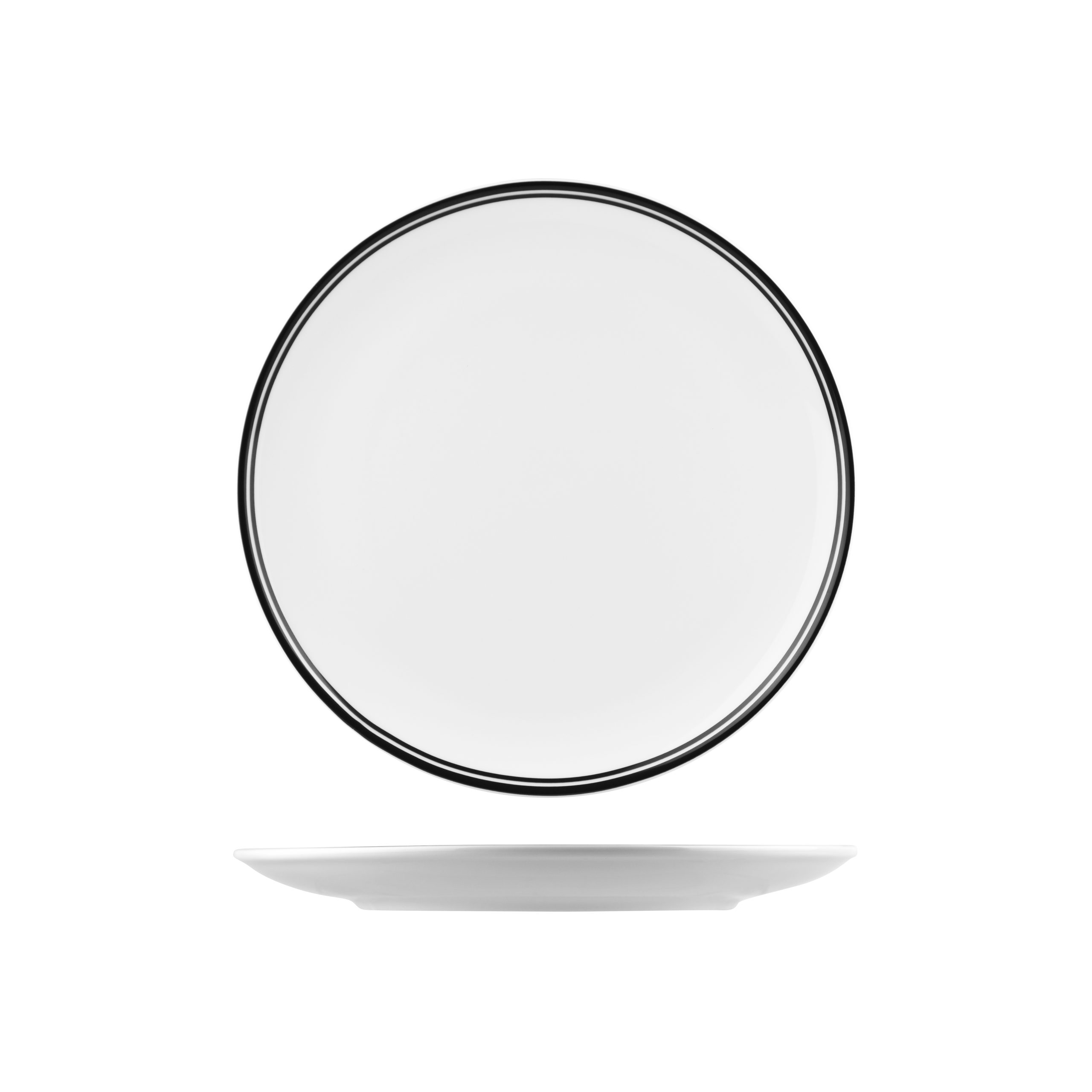RAK Porcelain Nano Cru Black Round Coupe Plate - Double Line - 290mm (Pack of 12)