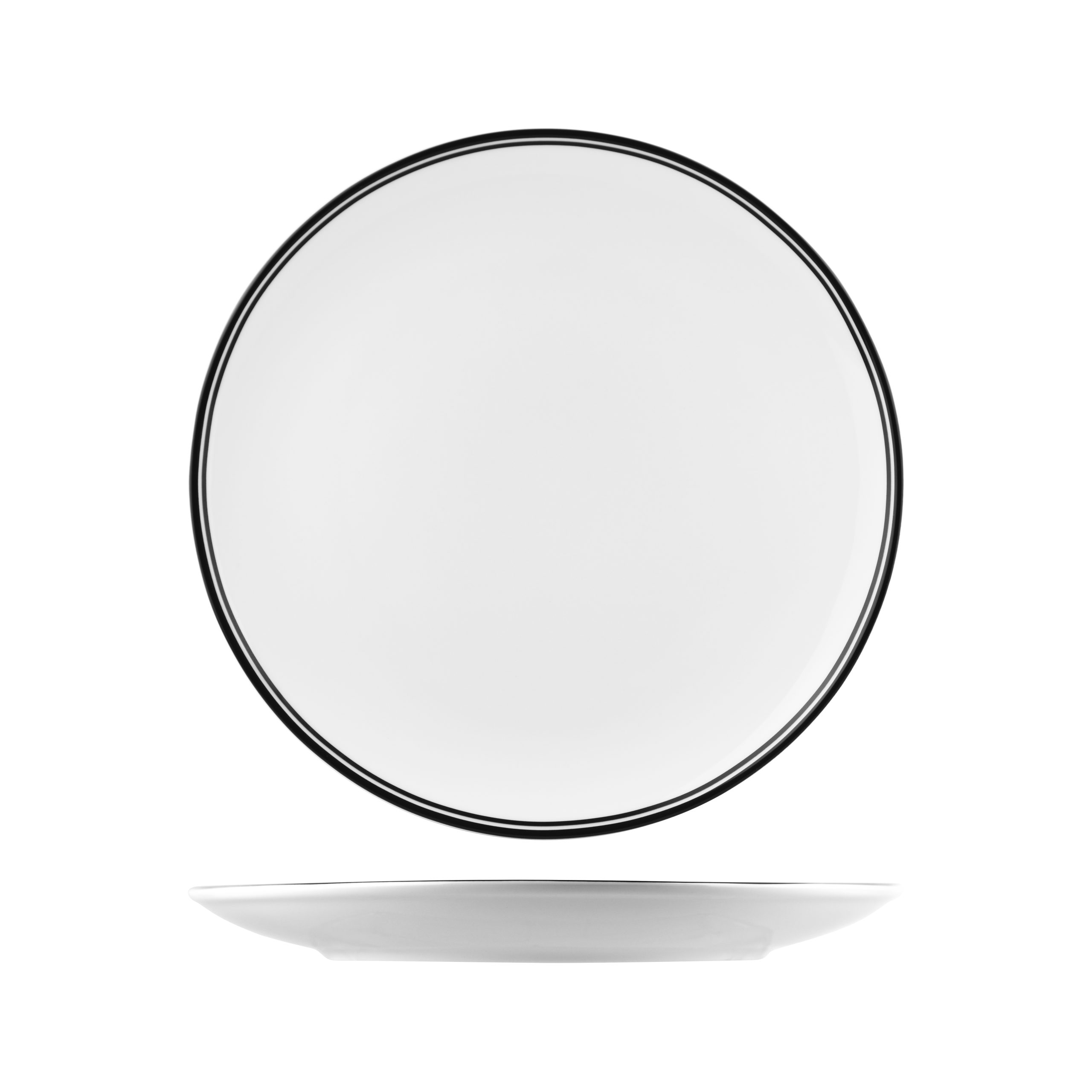 RAK Porcelain Nano Cru Black Round Coupe Plate - Double Line - 310mm (Pack of 6)