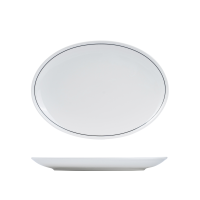 RAK Porcelain Princeton Oval Coupe Plate - 320x210mm - White with Black Line (Pack of 6)