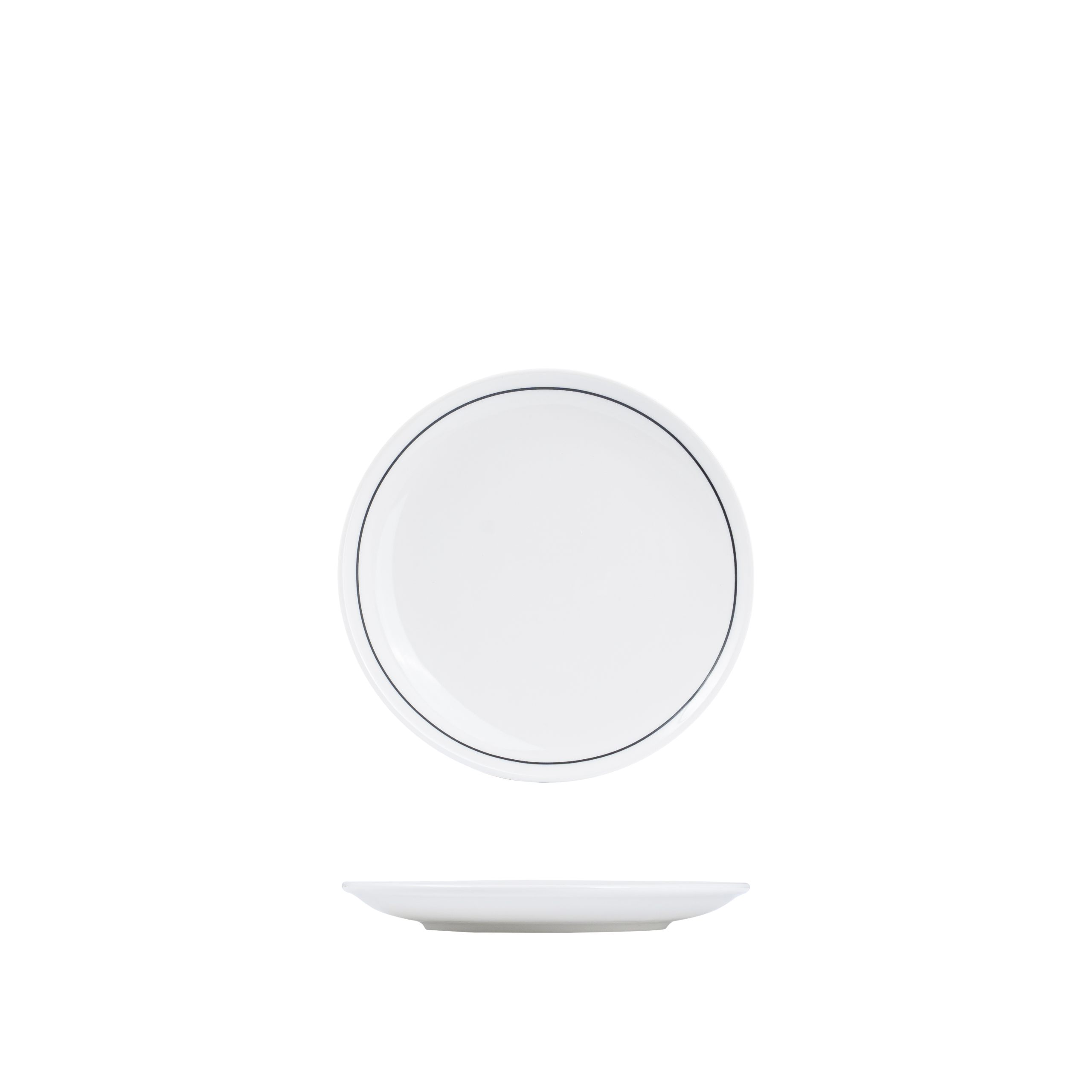 RAK Porcelain Princeton Round Coupe Plate - 180mm - White with Black Line (Pack of 24)