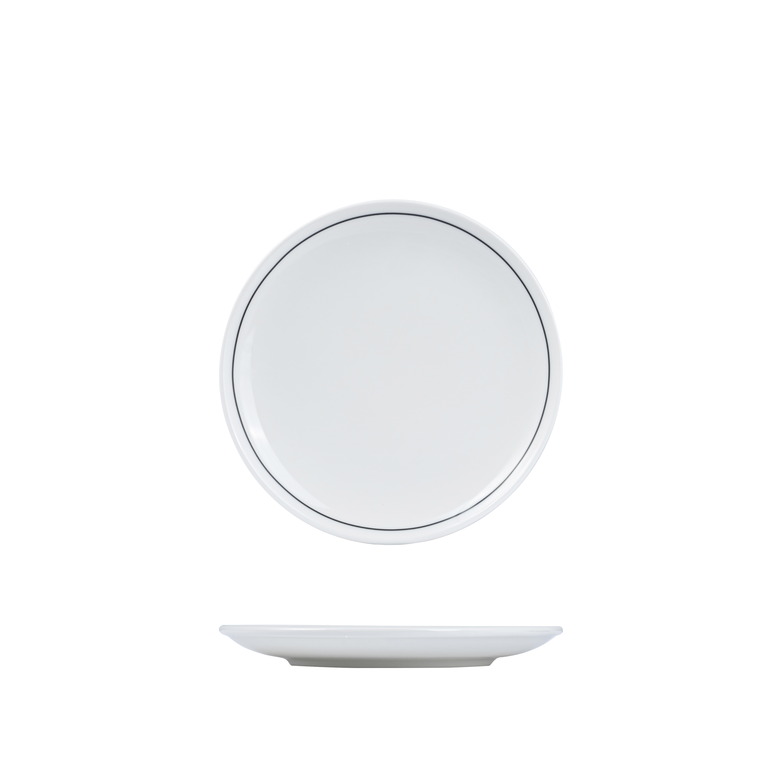 RAK Porcelain Princeton Round Coupe Plate - 210mm - White with Black Line (Pack of 12)