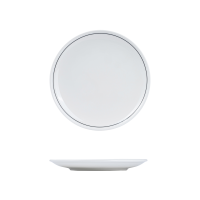 RAK Porcelain Princeton Round Coupe Plate - 240mm - White with Black Line (Pack of 12)