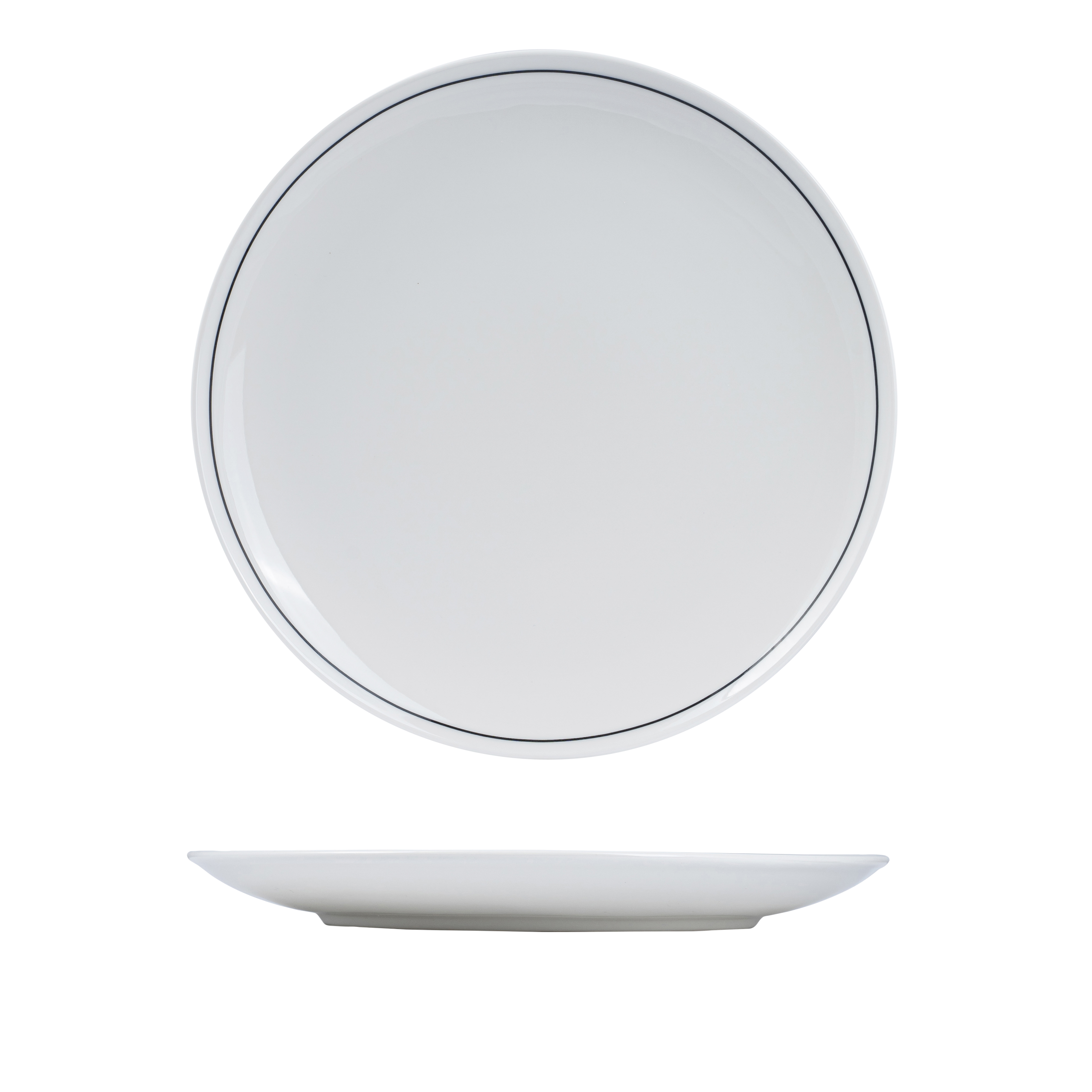 RAK Porcelain Princeton Round Coupe Plate - 290mm - White with Black Line (Pack of 12)
