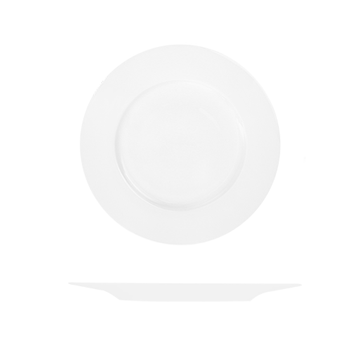 Le Ballet Fedra Round Plate - Flat Wide Rim - 220mm - White (Pack of 12)