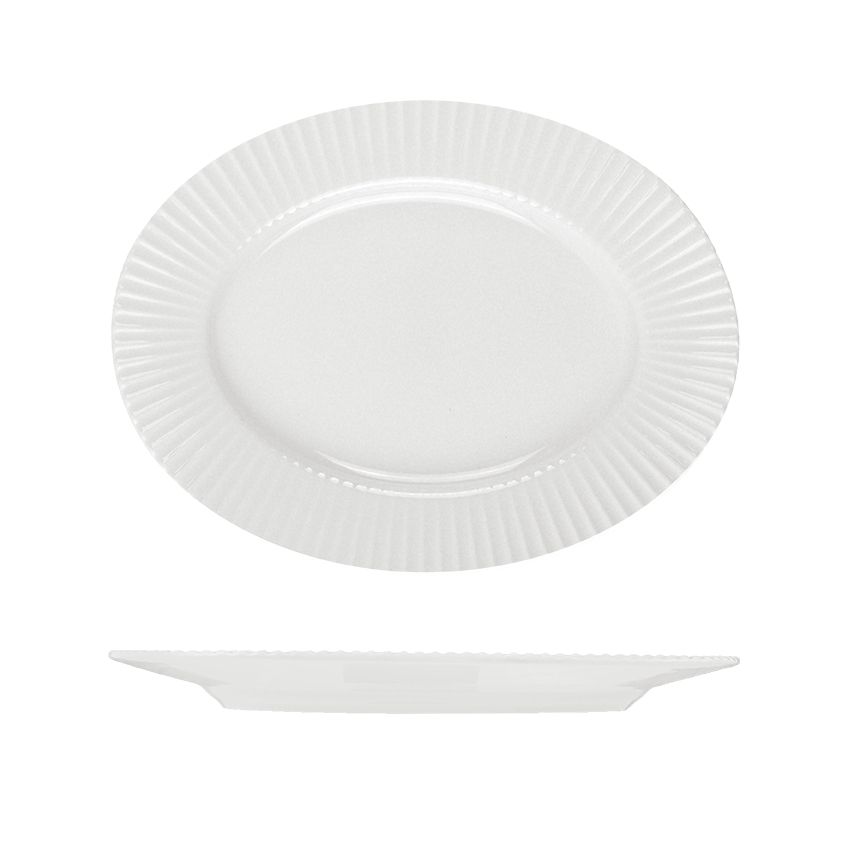 Le Ballet Spectra Oval Platter - Flat Wide Rim - 335x250mm - White (Pack of 6)