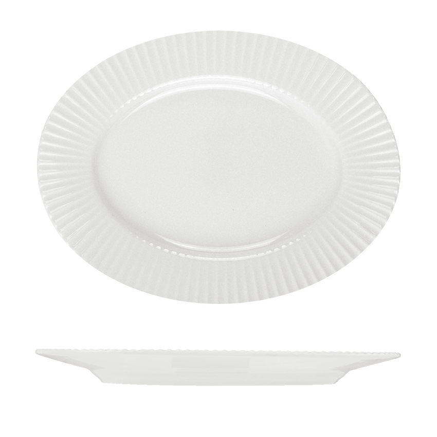 Le Ballet Spectra Oval Platter - Flat Wide Rim - 360x270mm - White (Pack of 6)
