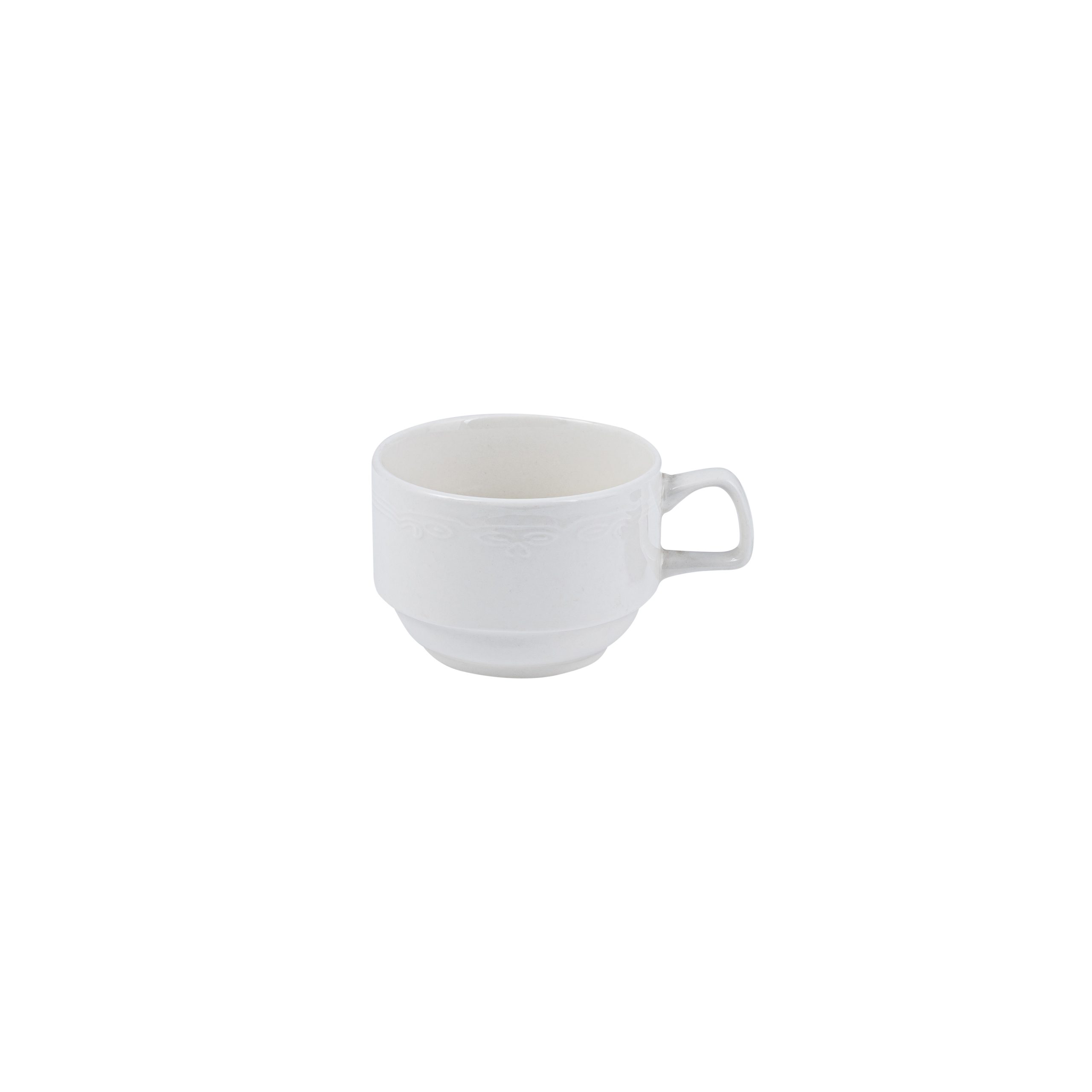 Australian Fine China Renaissance Stackable Tea / Coffee Cup - 200ml - White (Pack of 72)