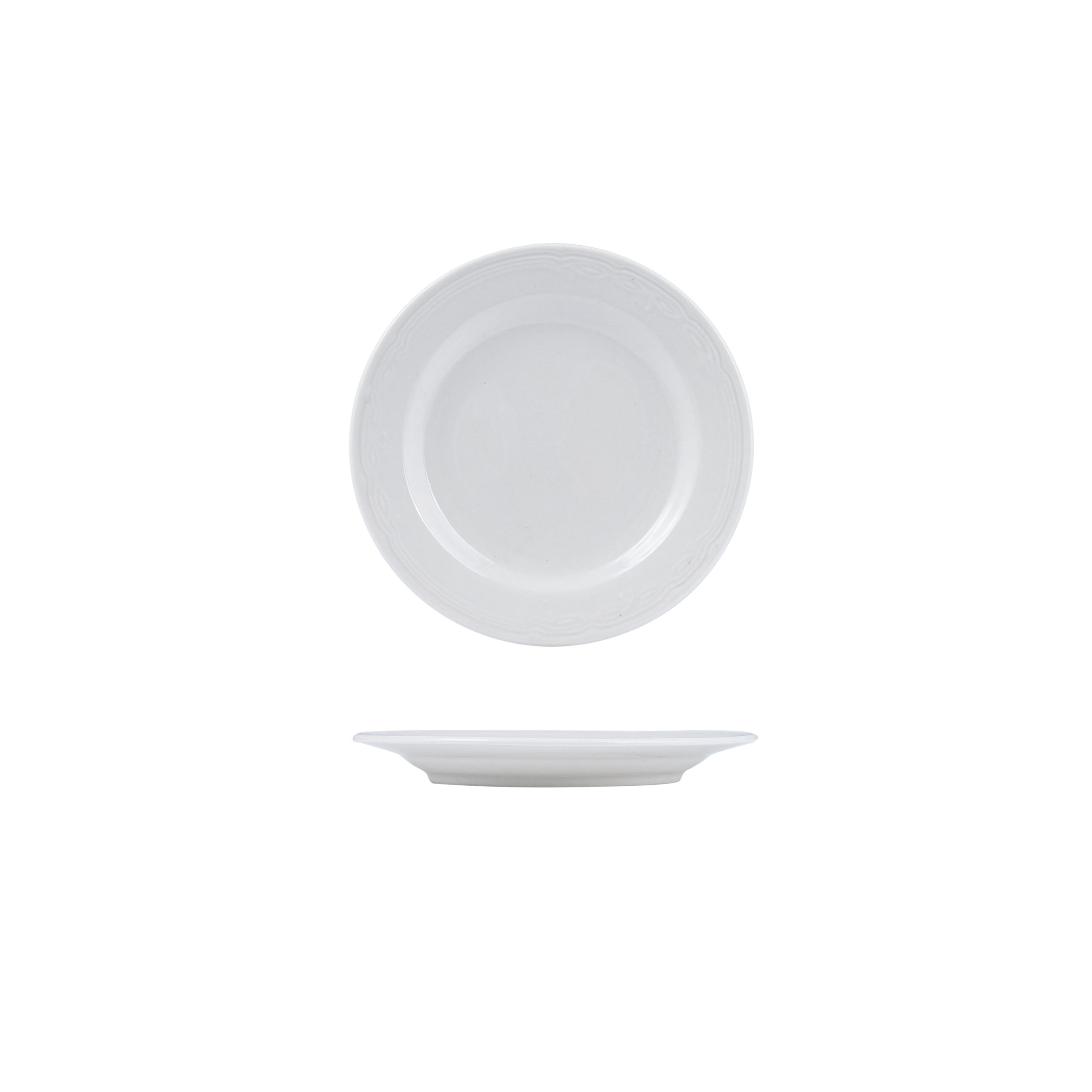 Australian Fine China Renaissance Round Plate - Wide Rim - 165mm - White (Pack of 48)