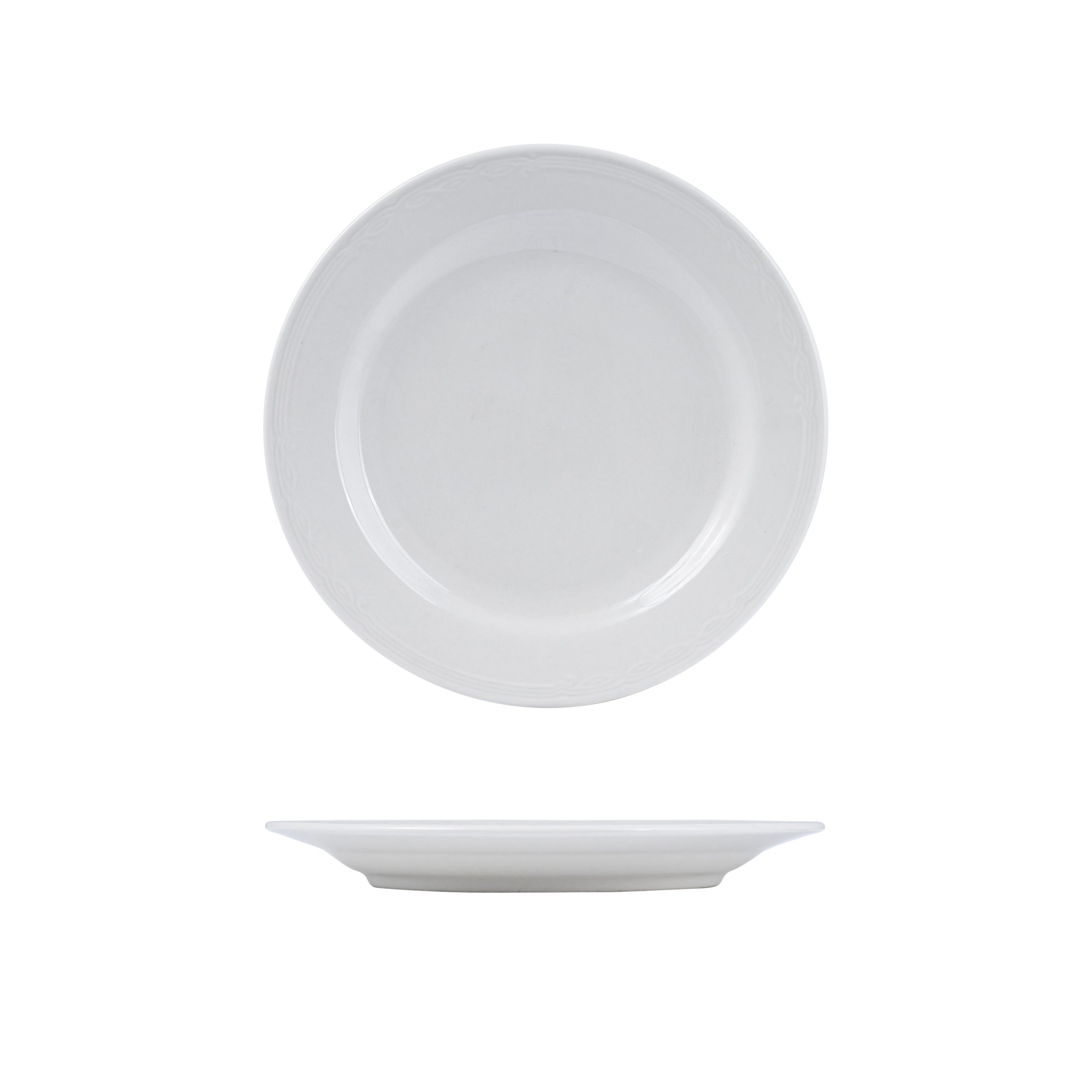 Australian Fine China Renaissance Round Plate - Wide Rim - 230mm - White (Pack of 24)