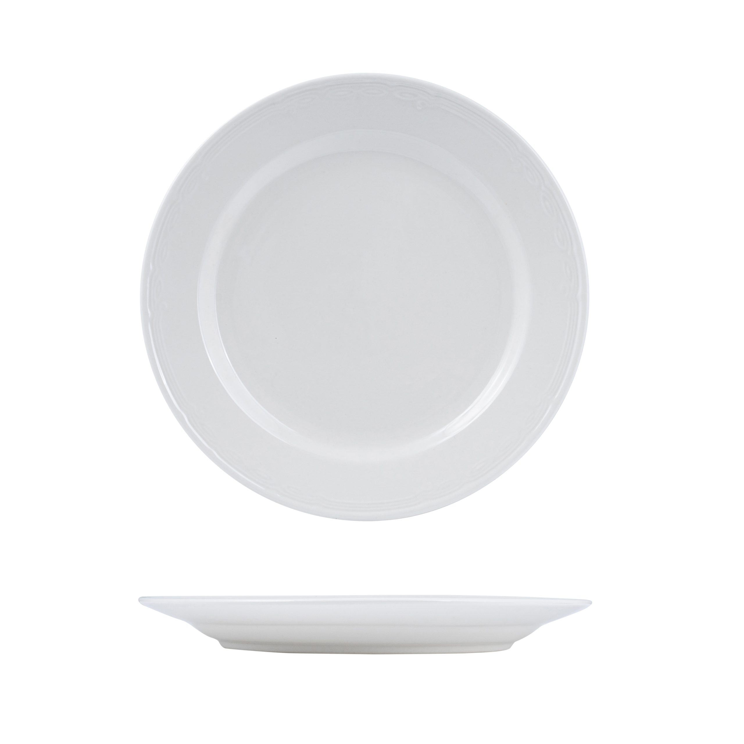 Australian Fine China Renaissance Round Plate - Wide Rim - 250mm - White (Pack of 24)