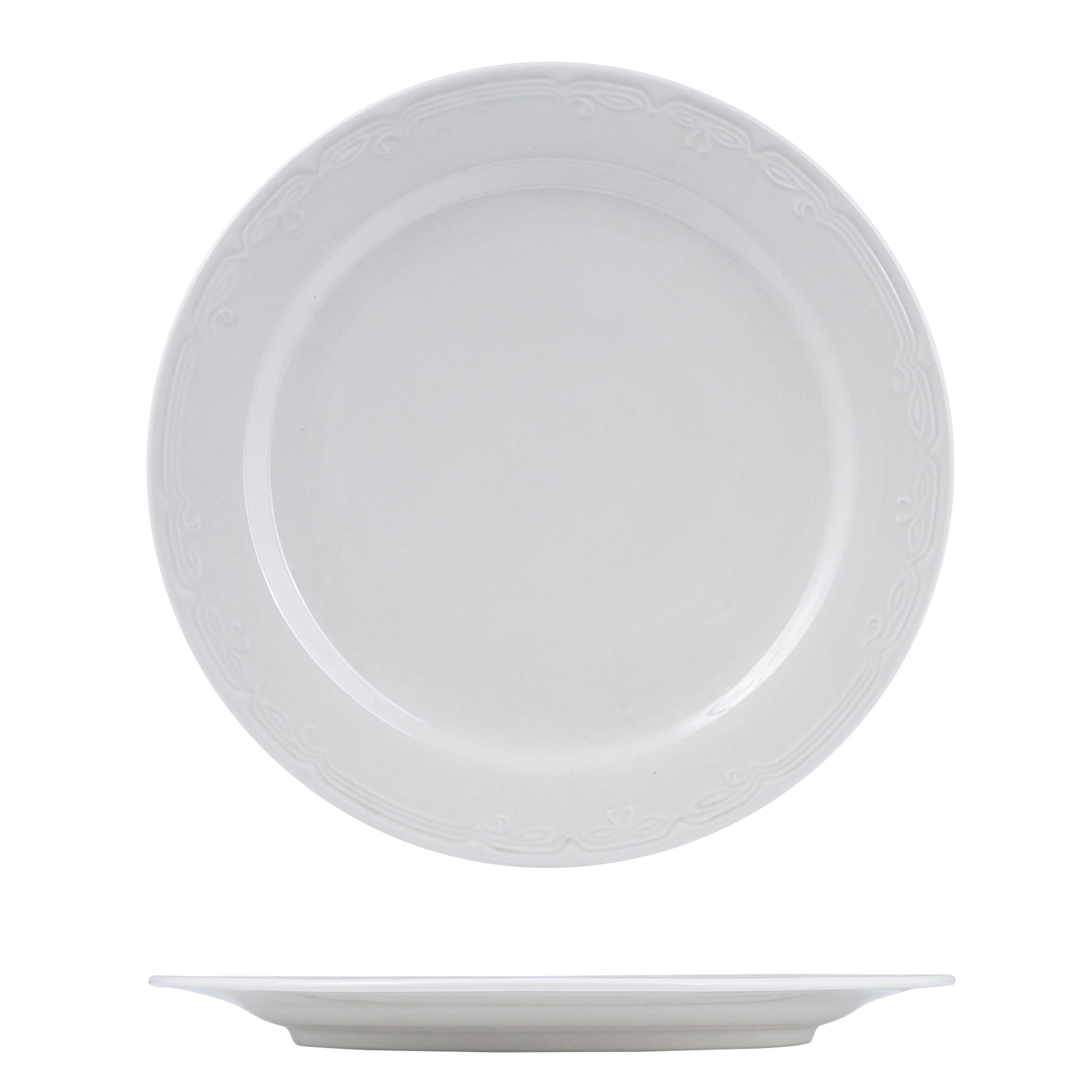 Australian Fine China Renaissance Round Plate - Wide Rim - 265mm - White (Pack of 18)