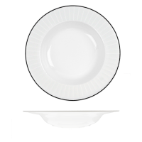 RAK Porcelain Harriette Round Bowl - Wide Rim - 1280ml - White with Black Line (Pack of 6)