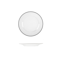 RAK Porcelain Harriette Round Plate - Wide Rim - 170mm - White with Black Line (Pack of 24)