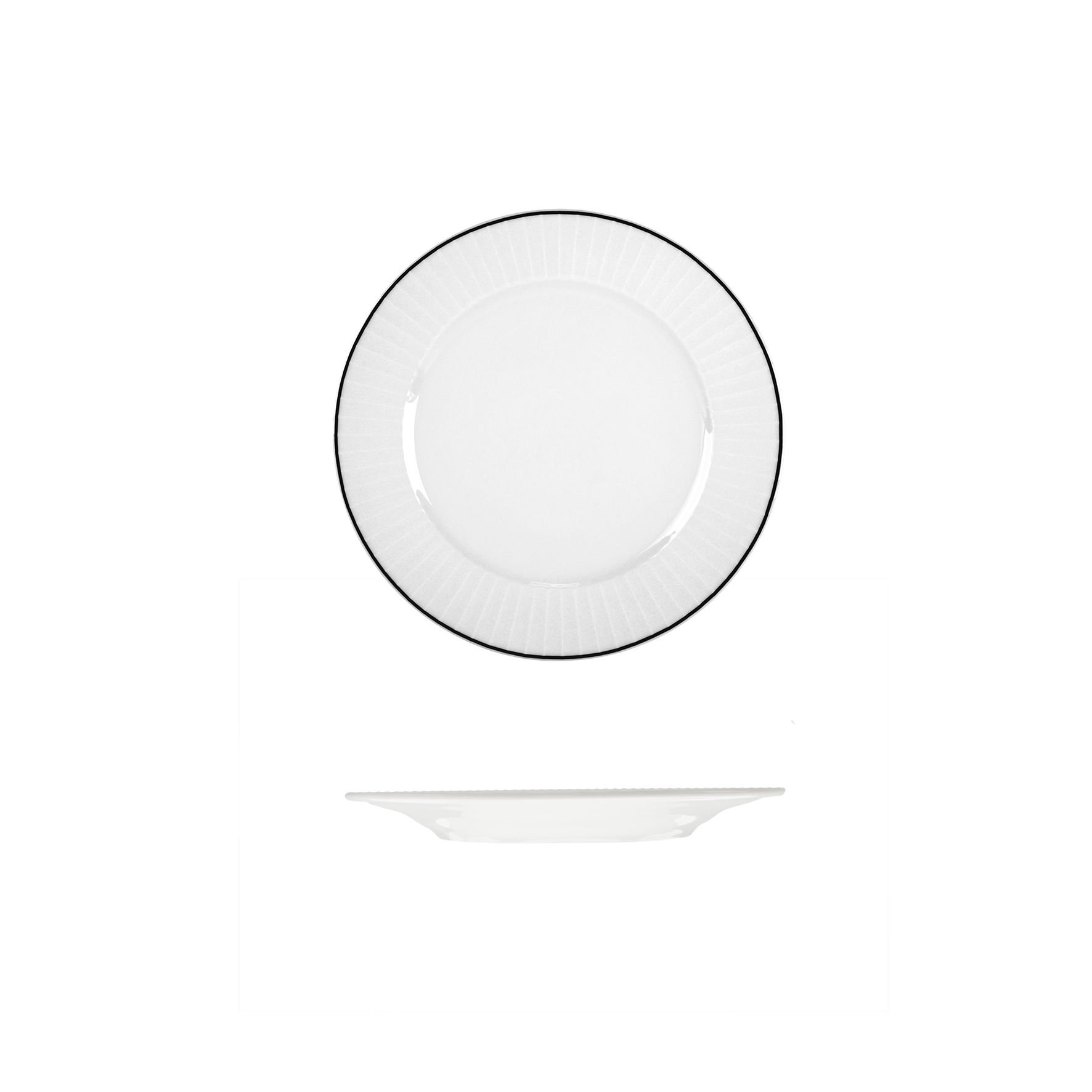 RAK Porcelain Harriette Round Plate - Wide Rim - 170mm - White with Black Line (Pack of 24)