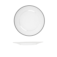 RAK Porcelain Harriette Round Plate - Wide Rim - 210mm - White with Black Line (Pack of 24)