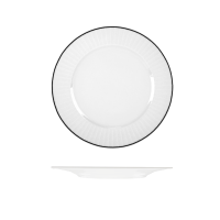 RAK Porcelain Harriette Round Plate - Wide Rim - 240mm - White with Black Line (Pack of 12)
