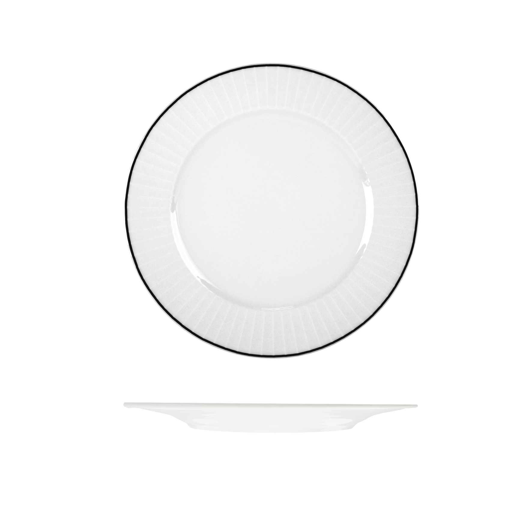 RAK Porcelain Harriette Round Plate - Wide Rim - 240mm - White with Black Line (Pack of 12)