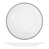 RAK Porcelain Harriette Round Plate - Wide Rim - 290mm - White with Black Line (Pack of 12)