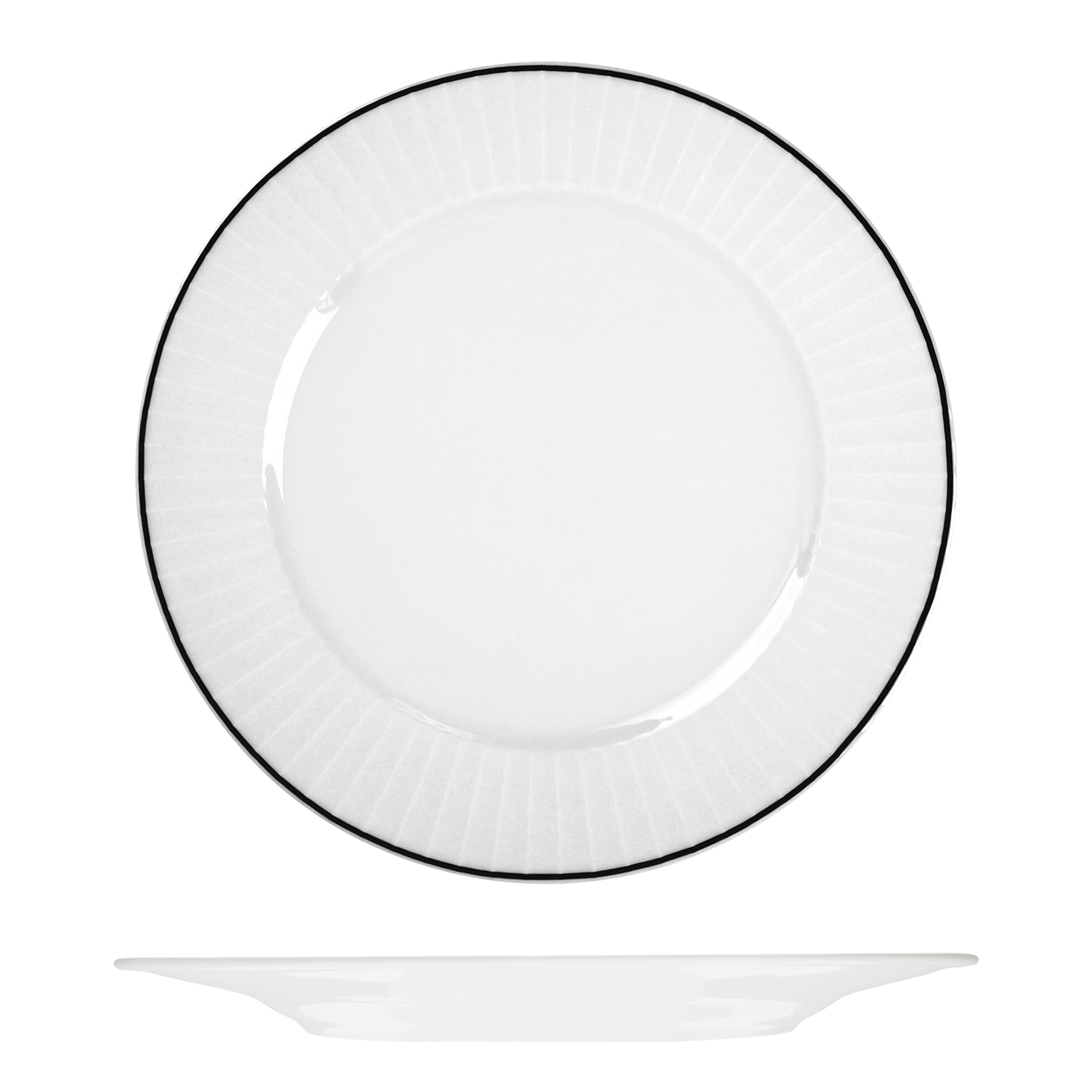 RAK Porcelain Harriette Round Plate - Wide Rim - 290mm - White with Black Line (Pack of 12)