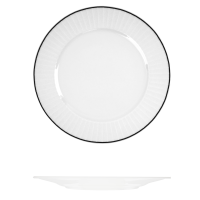 RAK Porcelain Harriette Round Plate - Wide Rim - 310mm - White with Black Line (Pack of 6)