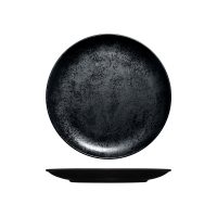RAK Porcelain Karbon Black Round Coupe Plate - 240mm (Pack of 12)