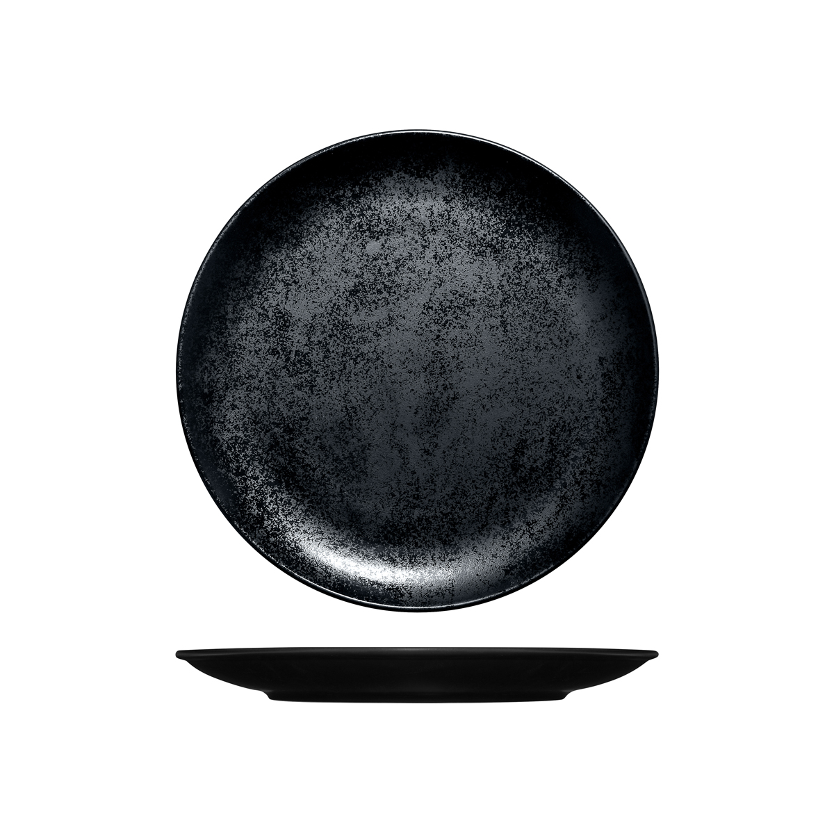 RAK Porcelain Karbon Black Round Coupe Plate - 240mm (Pack of 12)