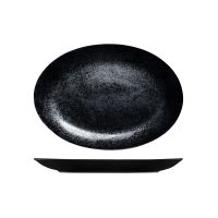 RAK Porcelain Karbon Black Oval Coupe Plate - 320x230mm (Pack of 6)