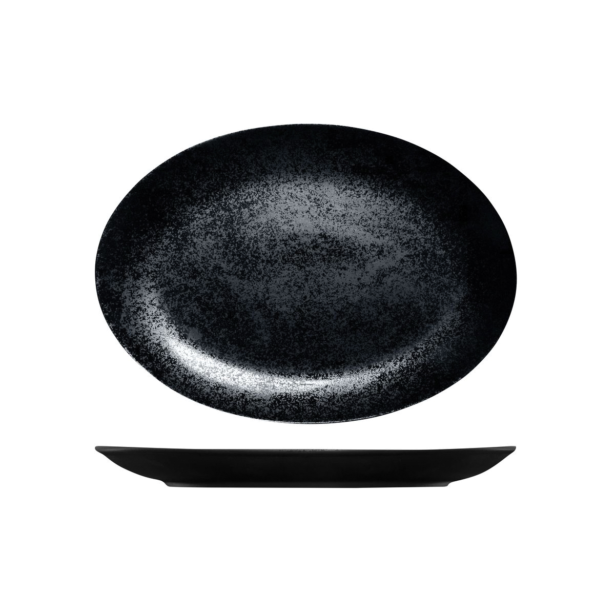 RAK Porcelain Karbon Black Oval Coupe Plate - 320x230mm (Pack of 6)