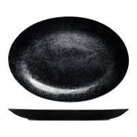 RAK Porcelain Karbon Black Oval Coupe Plate - 360x270mm (Pack of 6)