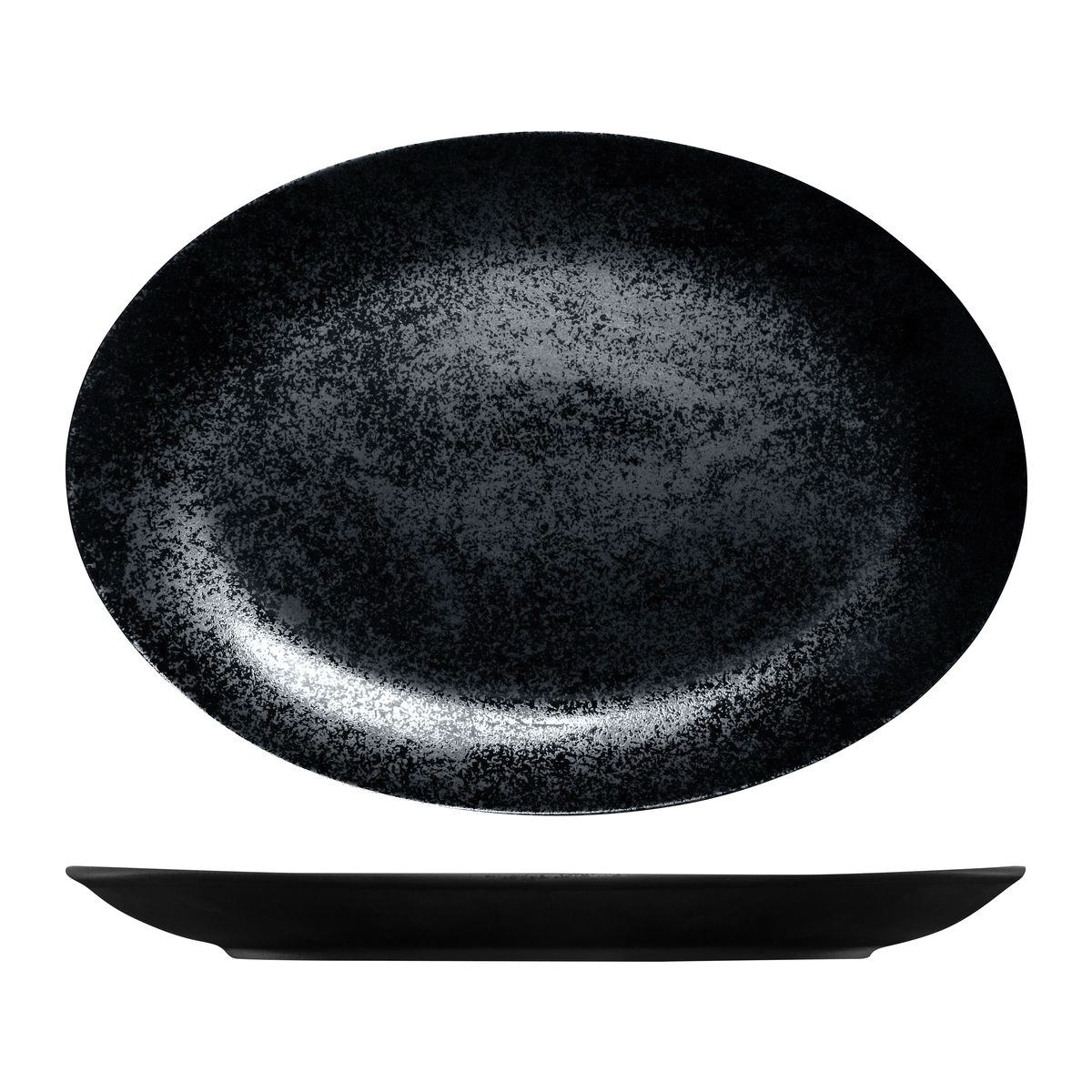RAK Porcelain Karbon Black Oval Coupe Plate - 360x270mm (Pack of 6)