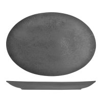 RAK Porcelain Karbon Shale Oval Coupe Plate - 360x270mm (Pack of 6)