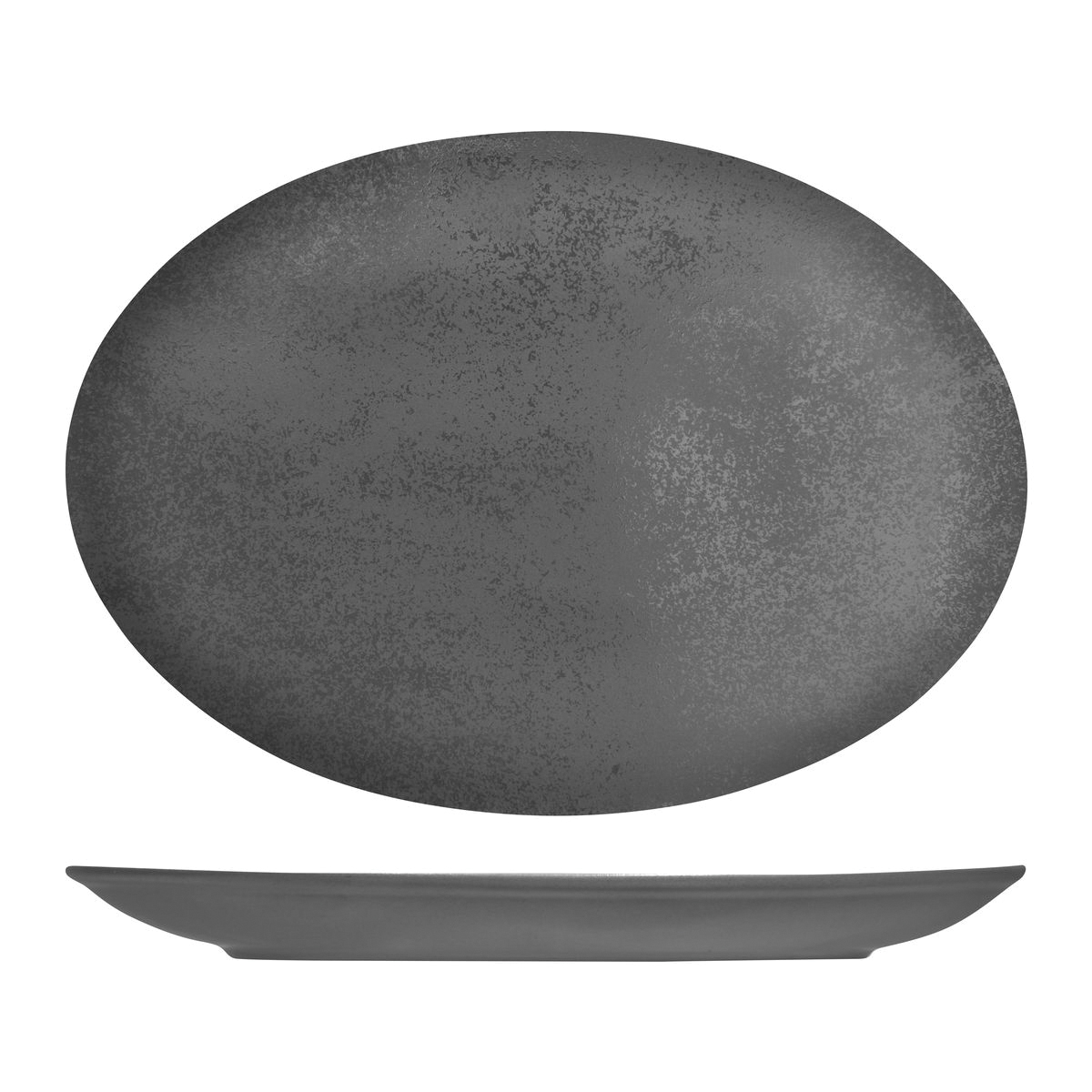RAK Porcelain Karbon Shale Oval Coupe Plate - 360x270mm (Pack of 6)