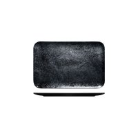 RAK Porcelain Karbon Black Rectangular Coupe Plate - 330x220mm (Pack of 6)